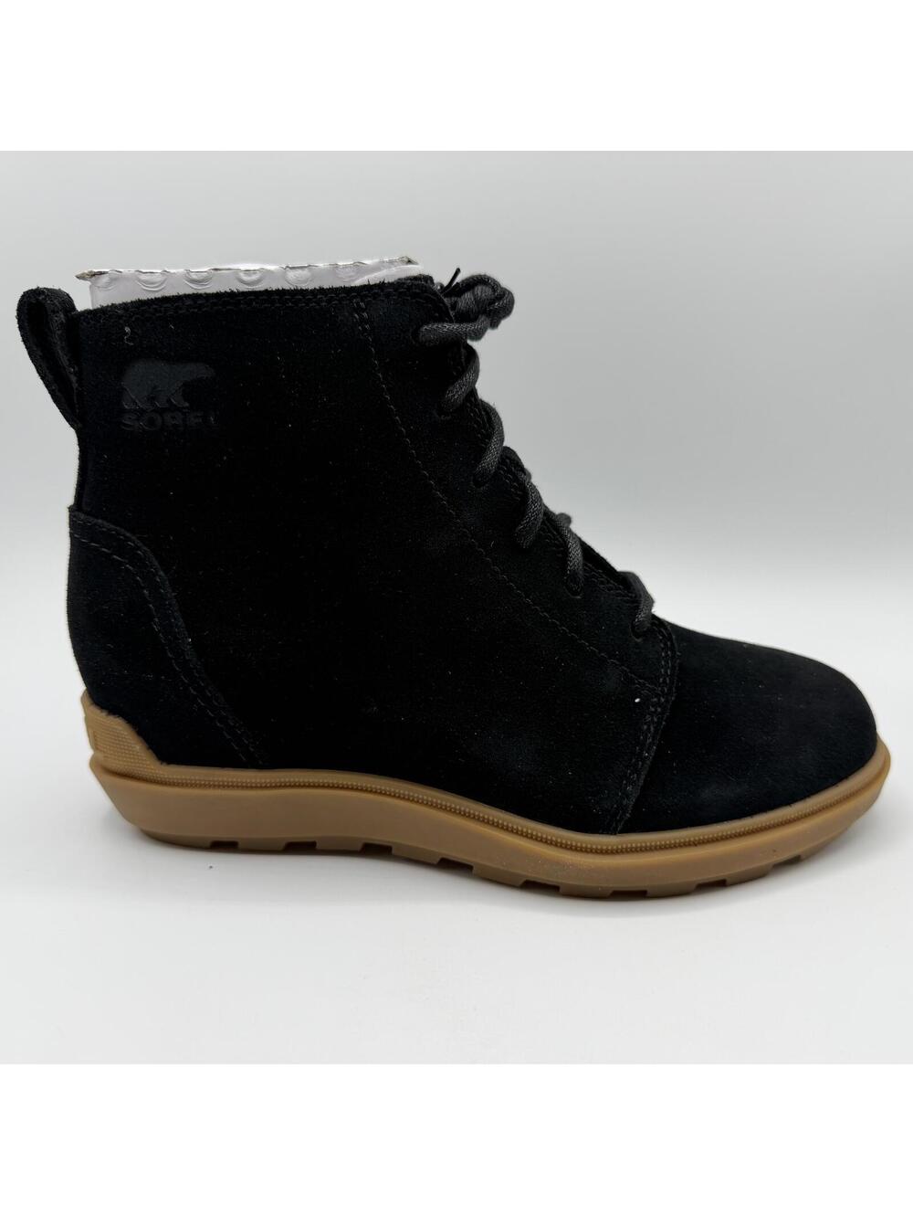 SOREL Evie II Lace Up Wedge Boots Black Suede Women Size 5.5 - Picture 7 of 11